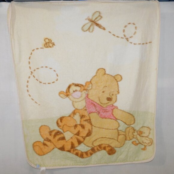 VTG Winnie the Pooh Tigger Duck Yellow Fleece Baby  Blanket 35" x 40" **READ - Picture 6 of 6